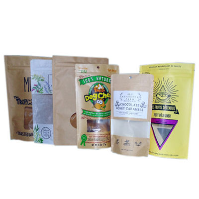 O GV imprimiu o malote de papel composto dos sacos Resealable de Kraft com janela