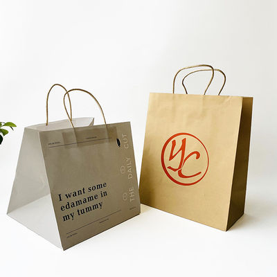 O FSC torceu os sacos de papel brancos de Brown 30-160gsm dos sacos de papel do punho impressos com logotipo