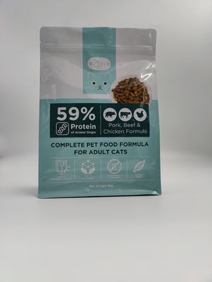 Malote lateral do saco do empacotamento de alimentos para animais de estimação do reforço do GV de fundo chato com zíperes