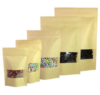 Levante-se a soldadura térmica Brown de Doypack o empacotamento do papel de embalagem que ensaca o multi tamanho com Matte Window