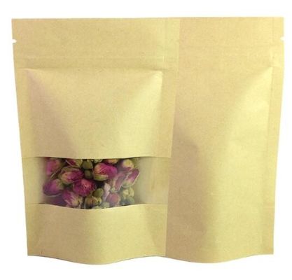 Levante-se a soldadura térmica Brown de Doypack o empacotamento do papel de embalagem que ensaca o multi tamanho com Matte Window