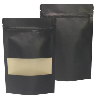O multi tamanho Doypack levanta-se o malote de papel Sealable do calor de Kraft preto com janela