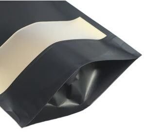 O multi tamanho Doypack levanta-se o malote de papel Sealable do calor de Kraft preto com janela