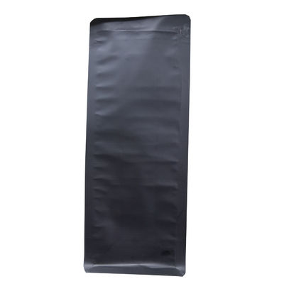VMPET Matte Black Coffee Pouch Packaging Resealable com parte inferior lisa da válvula