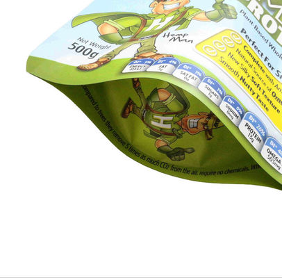 O plástico aluminizado da folha levanta-se o malote do zíper para o pó da proteína