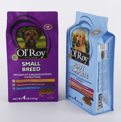 Gravure que imprime os sacos superiores inferiores lisos 250g 500g do empacotamento de alimentos para animais de estimação do zíper