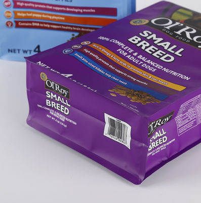 Gravure que imprime os sacos superiores inferiores lisos 250g 500g do empacotamento de alimentos para animais de estimação do zíper