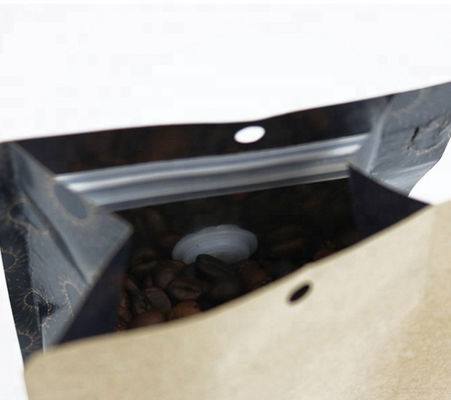 Café lateral da válvula do papel de embalagem sacos de empacotamento inferiores lisos de um biodegradáveis
