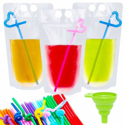 malote de empacotamento líquido da bebida transparente de 500ml 750ml com Straw And Handle