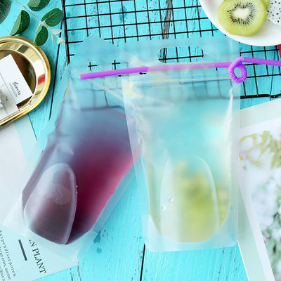 malote de empacotamento líquido da bebida transparente de 500ml 750ml com Straw And Handle